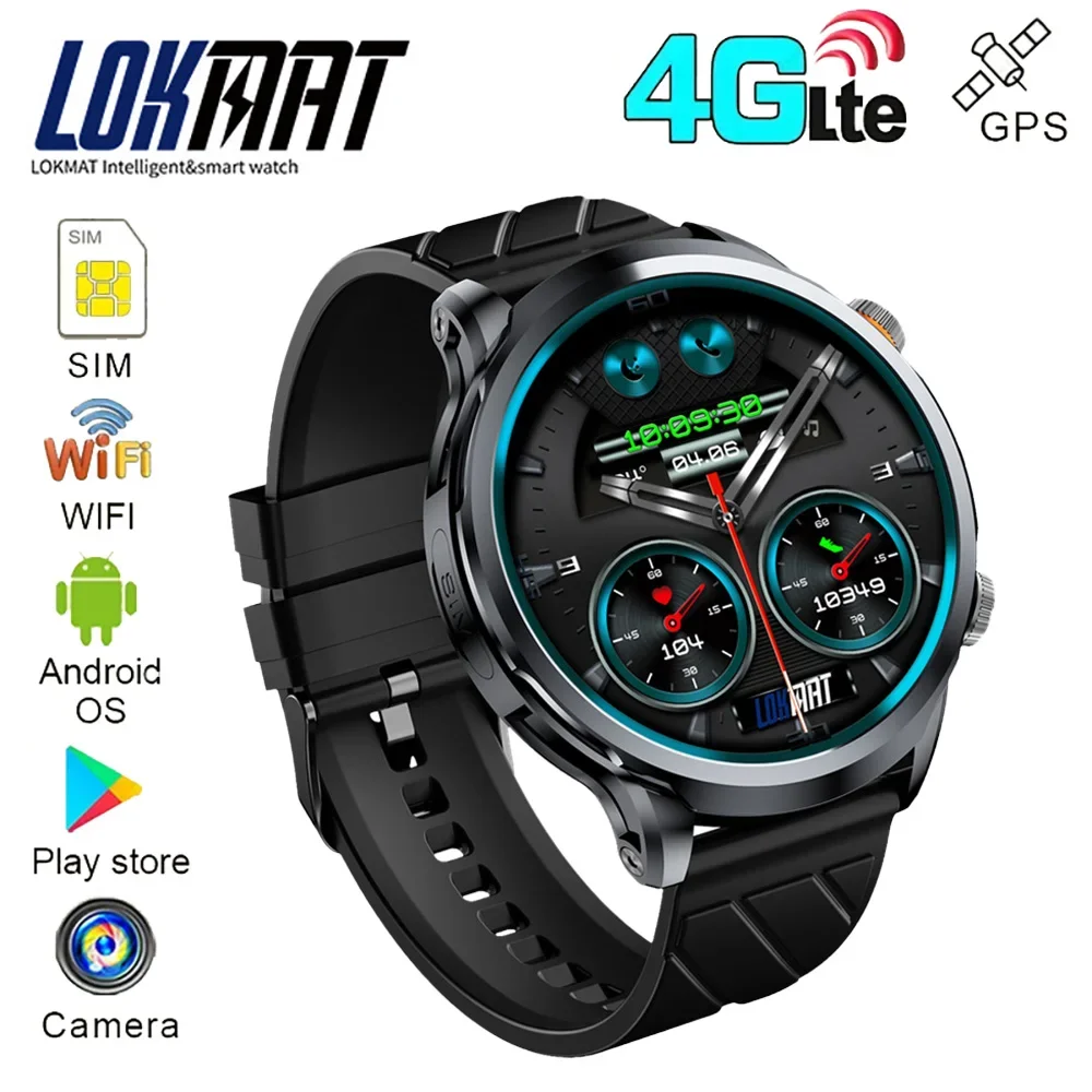 LOKMAT APPLLP 8 Pro Fashion 4G NFC Smart Watch, SIM Card GPS WIFI Round HD Screen Google Play Sports SmartWatch for Men Women