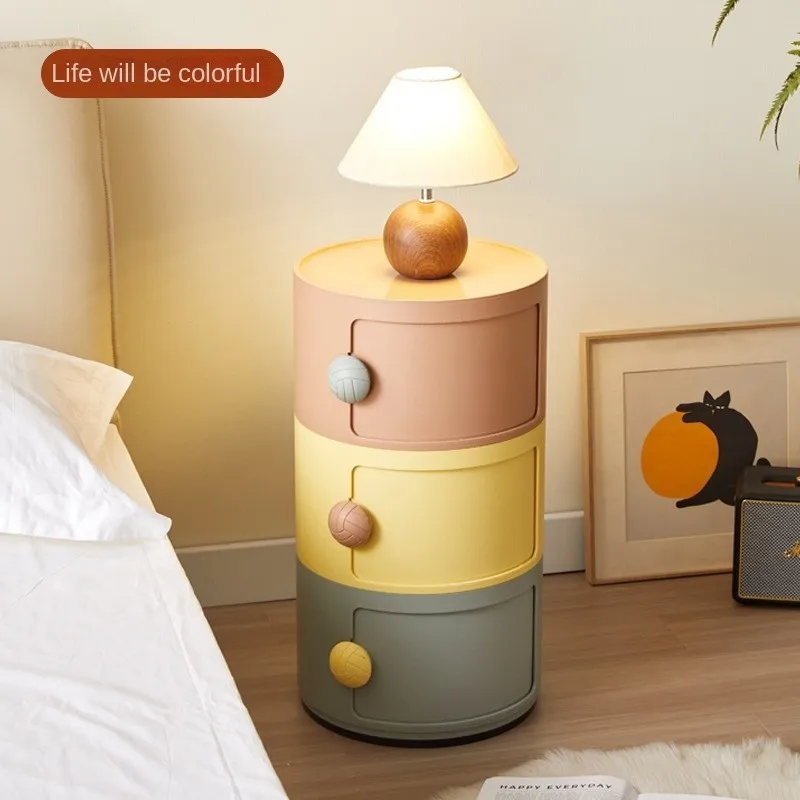 OMGD Circular Storage Shelf Cabinet Small Storage Side Of The Bed Of The Bedroom Several Multi-layer Storage Combination Shelves