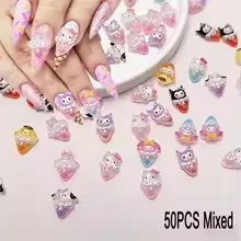 

50pc 3D Mixed Cartoon Ice Cream Hello Kitty Nail Charms Summer Sweet Kuromi My Melody Mini Nail Decoration Y2K Manicure Accessor