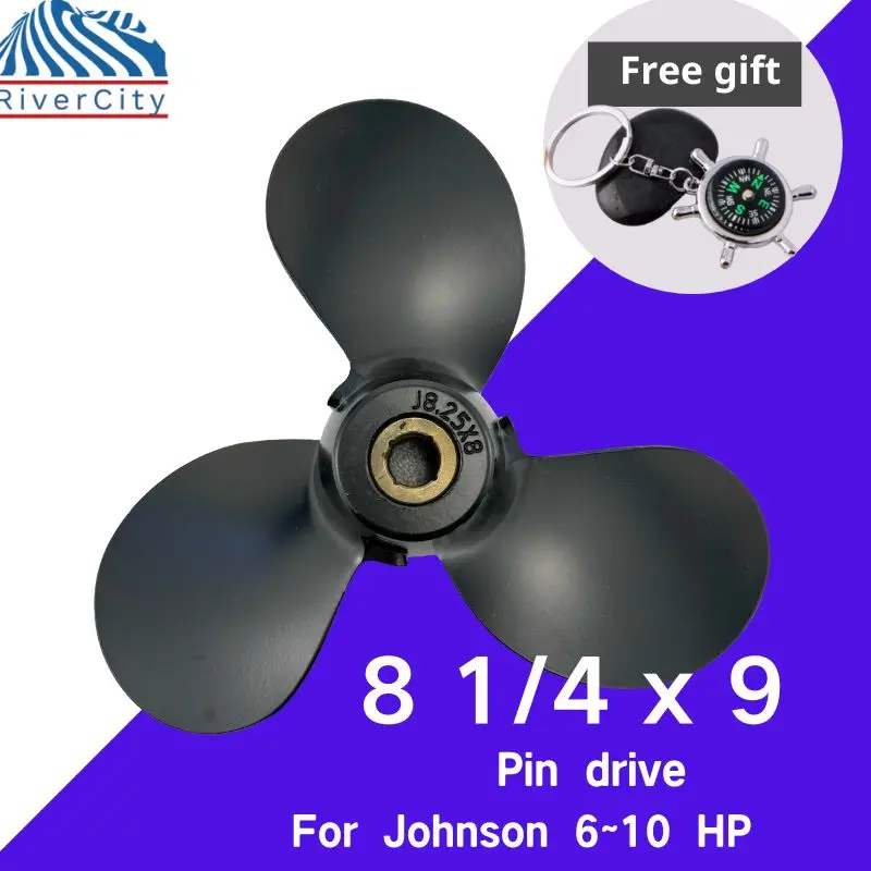 

For Johnson 6hp 7hp 8hp-10hp Outboard Propeller 8 1/4x9 Boat Motor Aluminum Screw Ship Marine Engine 3 Blade Pin drive Spline