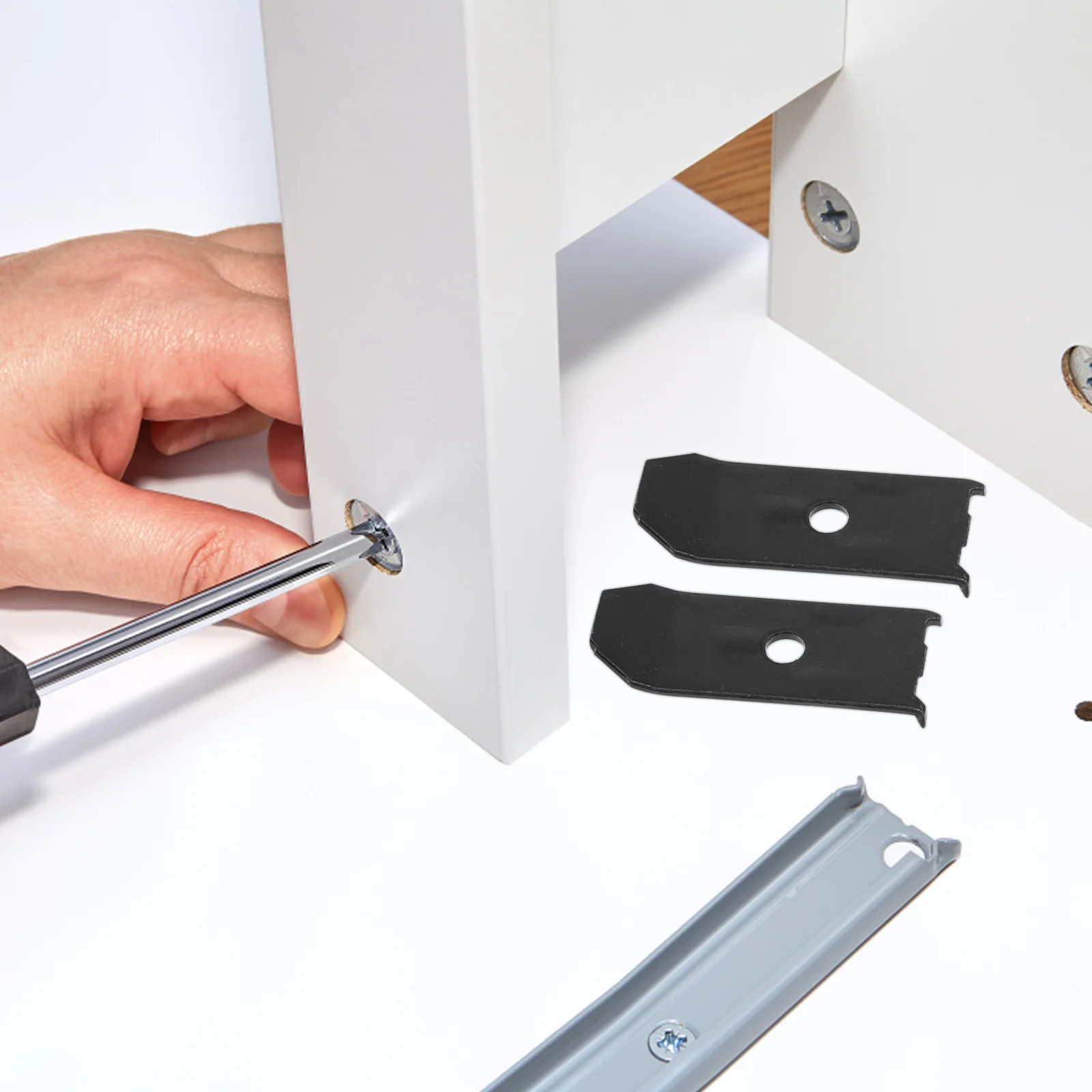 

10pcs Horizontal Iron Plate Thickened Connectors Durable Furniture Hardware Dining Table Assembly Black Color Stability Enhanced