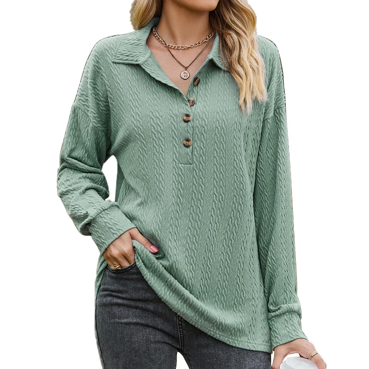 

Unique Fabric Polo SweartShirts Women's Pullover Classical Simple Half Open Collar Hoodies women Preppy Style Loose Tops