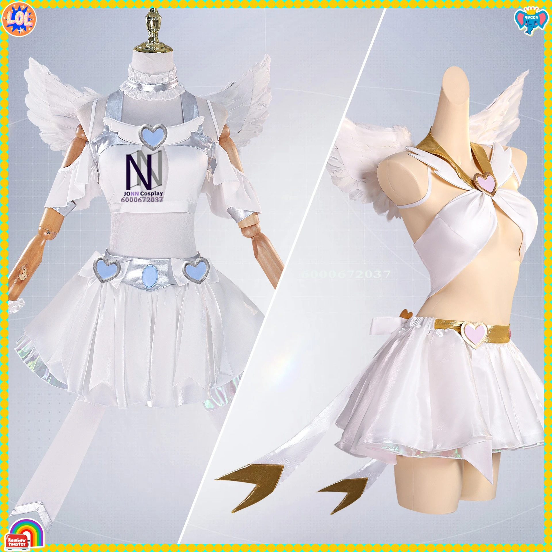

Panty & Stocking Cosplay Costume Anime Panty/Stocking Angel Outfit Pretty White Dress Wings Role Playing Clothes Women Comic Con