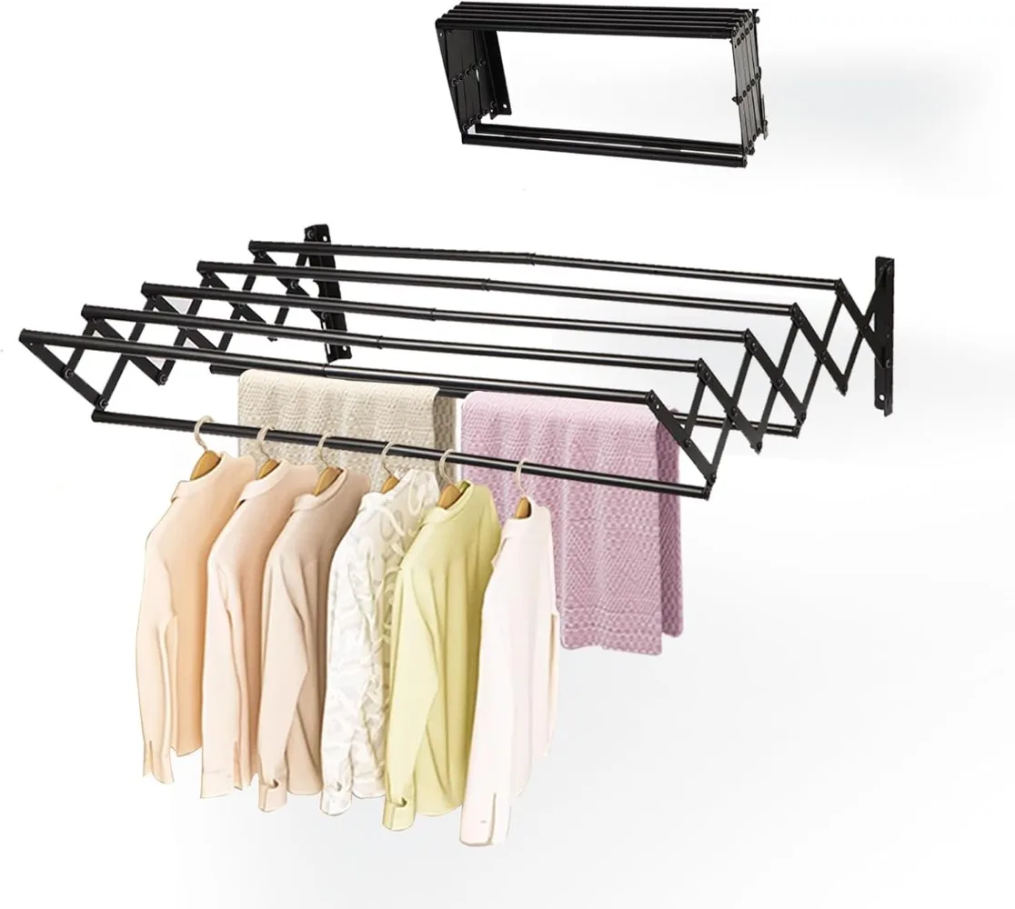 

XL-31.5'' Wall Mounted Clothes Drying Rack, 130 lbs Large Capacity Rustproof Retractable Collapsible Drying Rack Easy Install