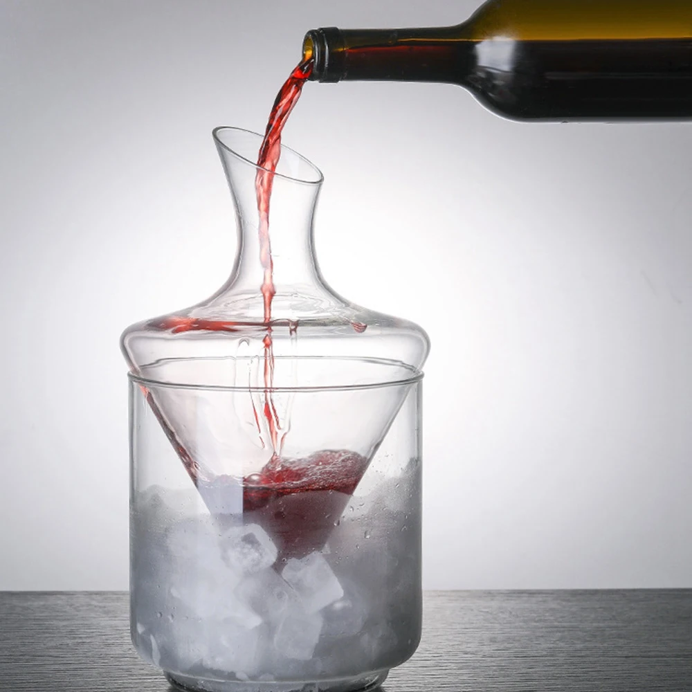

Wine Decanter Set Wine Decanter with Ice Bucket Lead-Free Crystal Glass Blown Hand Perfect for Home Bar and Parties
