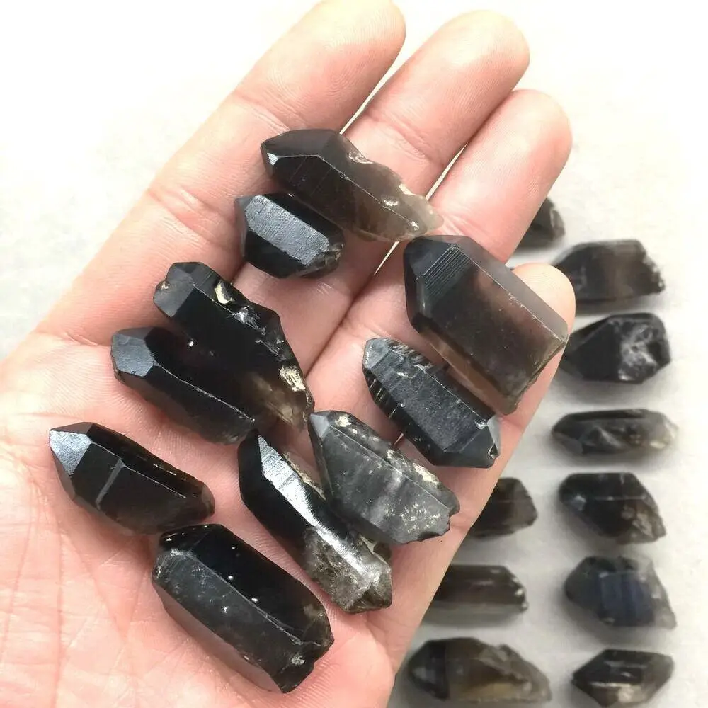 30pcs Smokey Morion Quartz Natural Black Smoky Crystal Points Stone Short Tips