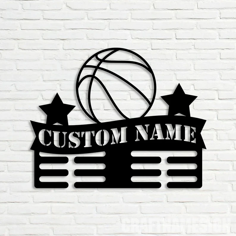 1pc Basketball medal hook New Customized Name Metal Wall Signs Matal Wall Plaque