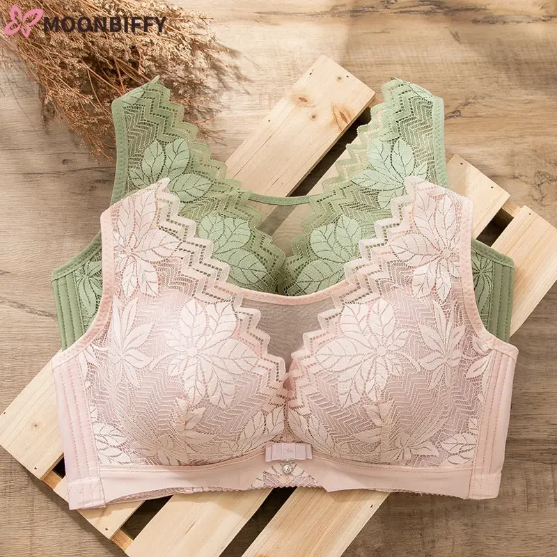 Large Size Bra 36-44CD Vest-style Thin Section No Steel Ring Underwear Women Big Breasts Push Up Anti-light Soft Sexy Lace Bras