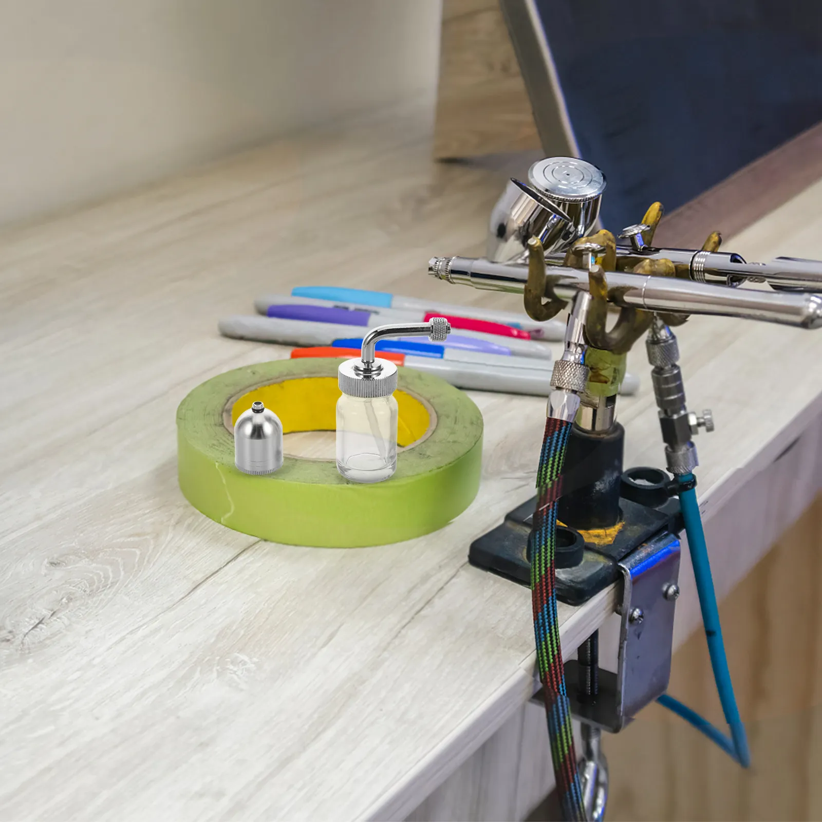 

2 шт. стеклянные бутылки для аэрографа, компактные многоразовые контейнеры для пигментов, сменные стаканы для плавного распыления краски