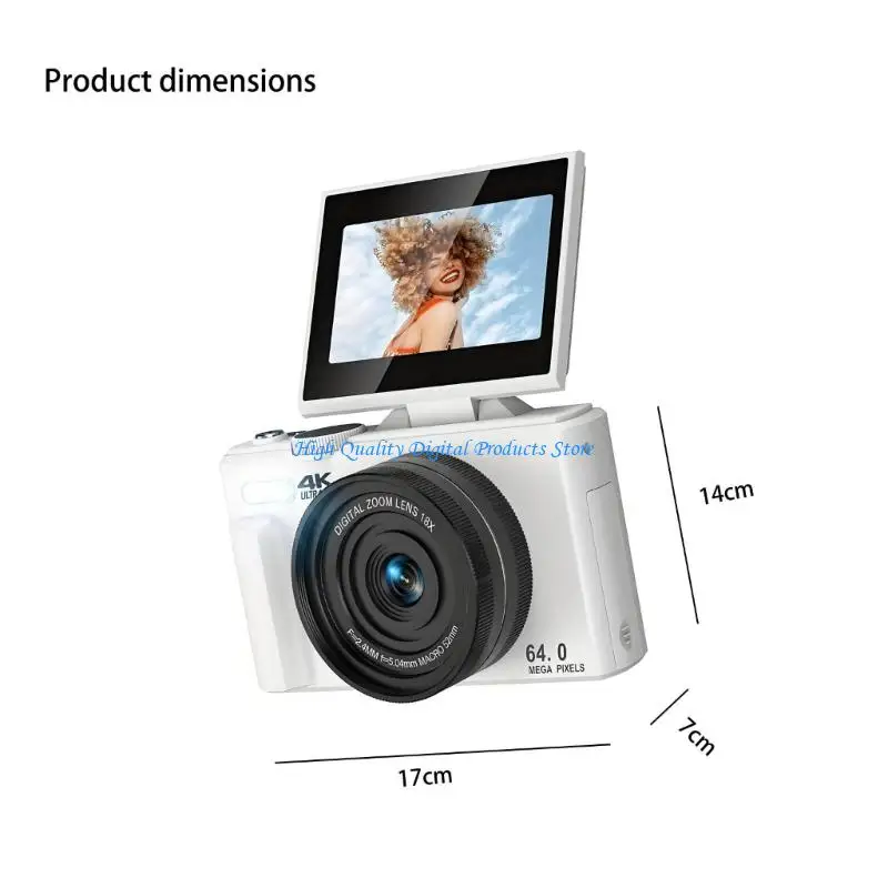 U2JE 디지털 카메라 4K 해상도 3인치 회전 디스플레이 내장 플래시 자동 초점 동영상 블로깅 도구