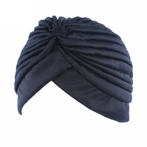 Elástico nó torção turbante bandanas feminino lenço gorro muçulmano hijab chapéus indianos feminino quimio boné adulto cor sólida cabeça envoltório 10 principais vendas malha indiana - №5