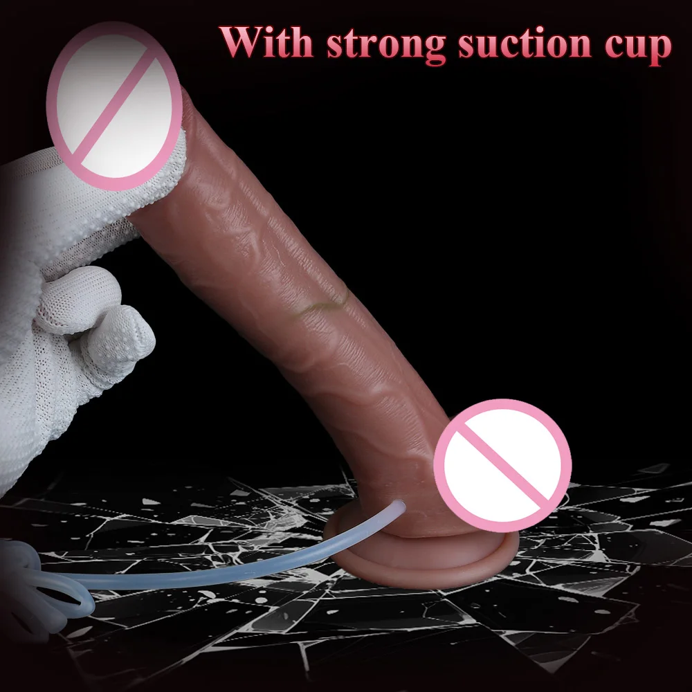 SMMQ Realistic Skin Feeling Penis Squirting Dildo With Suction Cup Thick Anal Plug Vaginal Stimulation Erotic Toys For Women