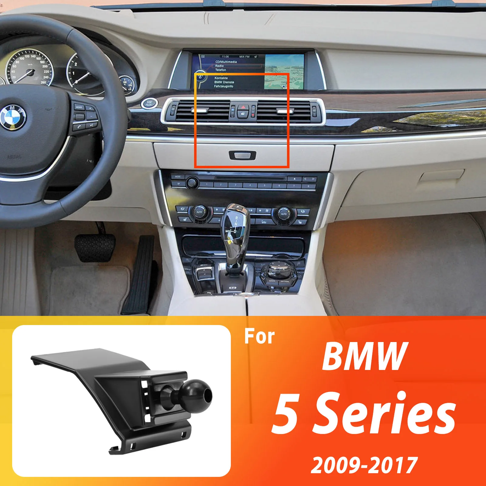 Designed for BMW 5 Series GT F07 2009-2017 Phone Holder Car Magnetic Mount Smart Sensing Wireless Charging One-Touch Release