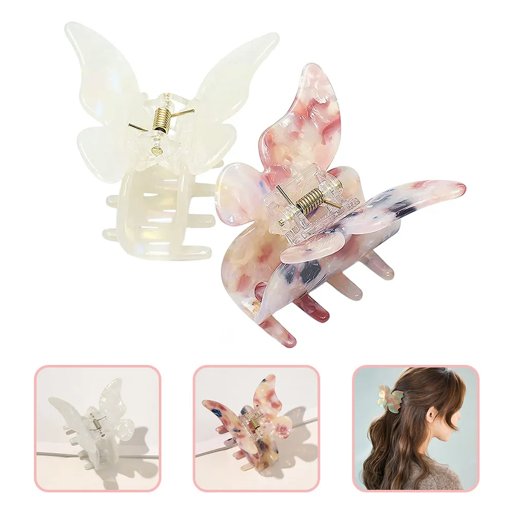 

2 шт. заколки-бабочки для волос, модные зажимы-крабики для женщин, нескользящие аксессуары для волос, легкие портативные застежки для различных причесок