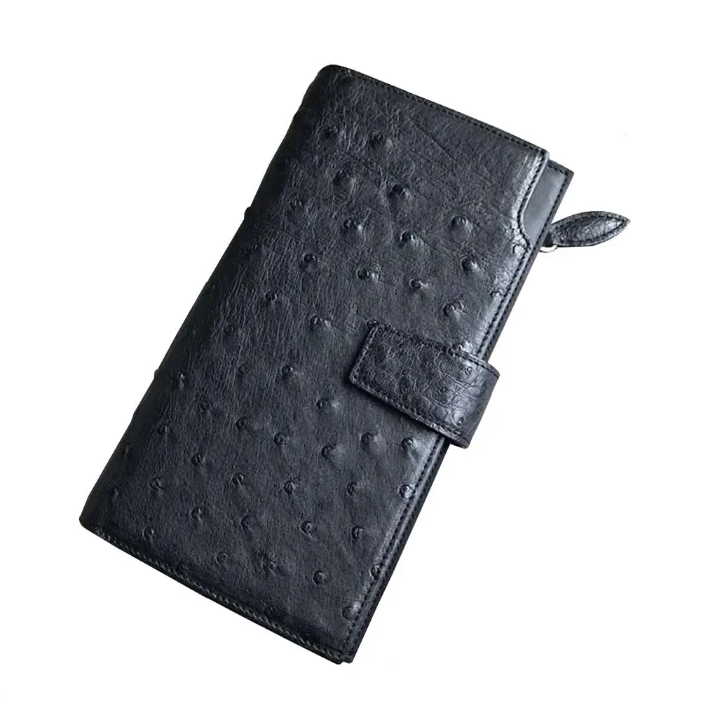 hongsen new  Ostrich leather men handbags  male  long  men clutch bag business male wallet  More screens  Ostrich leather black