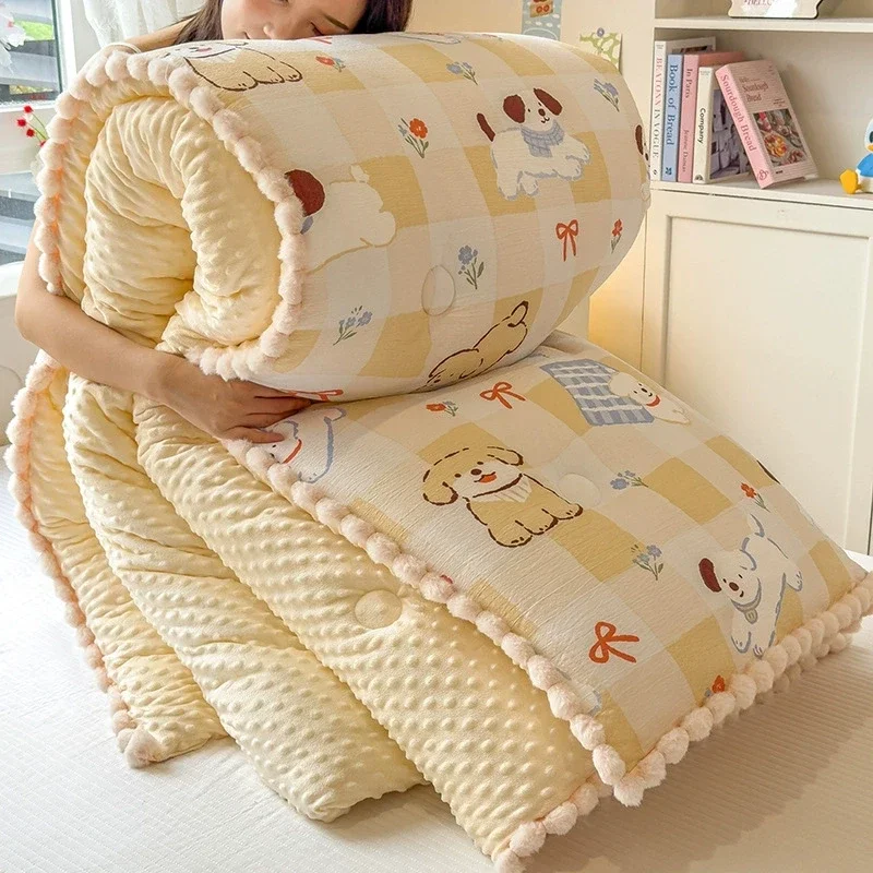 Grade A Thicken High-density Winter Warm Blanket Soft Skin-friendly Single Double Comforter Fluffy Cozy Keep Warmth Duvet Quilt