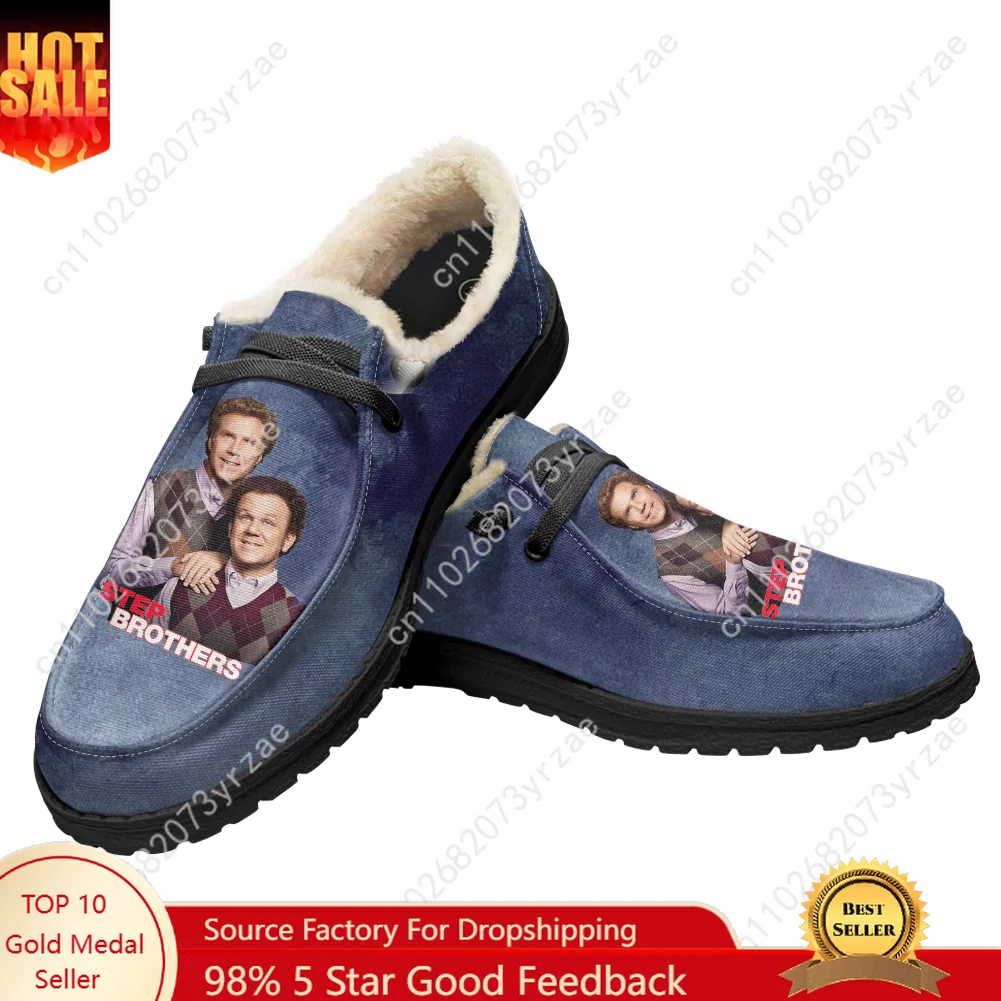 

Step Brothers Velvet Flat Shoes Mens Womens Warm Shoe Indoor Outdoor Light Shoe Personalized Fashion Print Custom Couple Shoes
