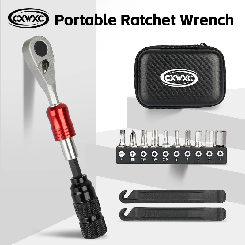 

CXWXC наборы инструментов для ремонта велосипеда, легкий 72-зубчатый набор ключей с храповым механизмом, портативная динамометрическая отвертка, инструменты для обслуживания велосипеда