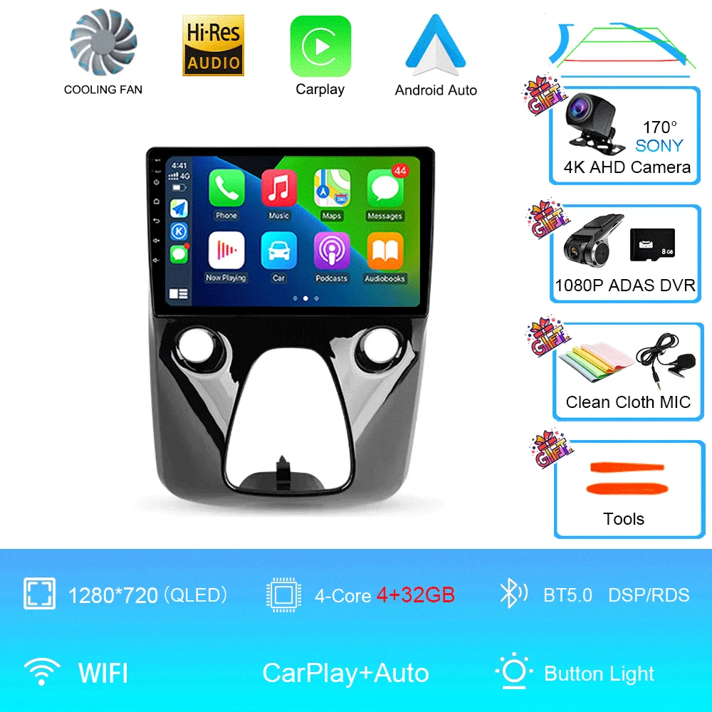 Android 16 autoradio multimediaspeler navigatie stereo GPS 2din 2 din DSP voor Peugeot 108 en Toyota Aygo B40 2014-2021