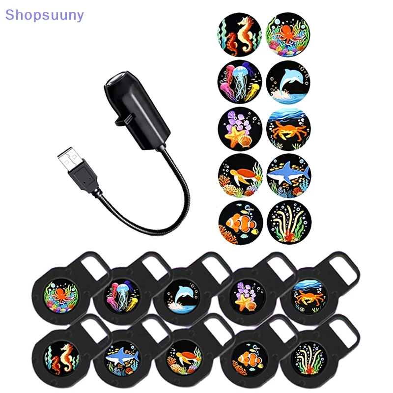[SU]LED Projection Light USB LED Projector LED USB Ocean Life LED Projection Lamp LED Projector With 10 Patterns[SU]
