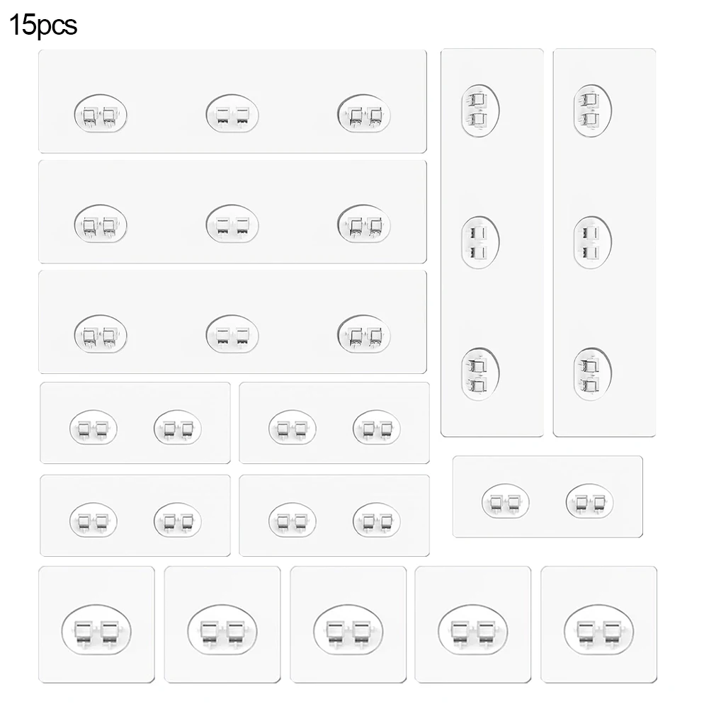 15Pcs Self Adhesive Hooks Punch-Free Sticky Wall Hooks Multifunction Transparent Wall Hooks for Kitchen Home Accessories