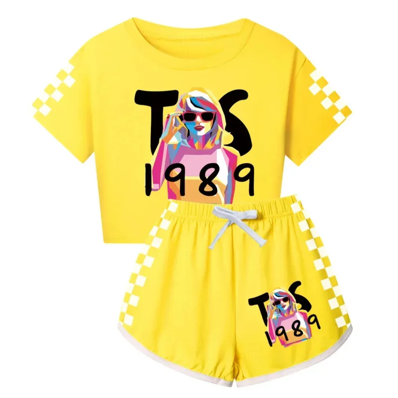 Nuevo 2025 trajes de verano para niñas, camiseta deportiva para niños, pantalones cortos, conjunto de 2 piezas, ropa para niños, trajes cómodos eqs9X