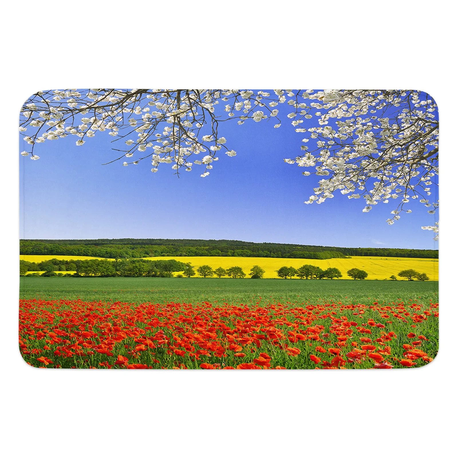 Field Scenery Poppy Flowers Kitchen Floor Mat Living Room Decor Carpet Home Hallway Entrance Doormat Balcony Door Anti Slip Rug