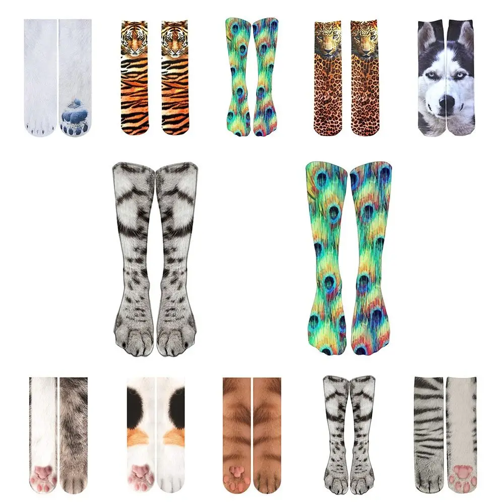 

Funny Cotton 3D Print Animal Paw Socks Breathable Footprint Pattern Novelty Stocking Thicken Thermal Calf Socks Unisex