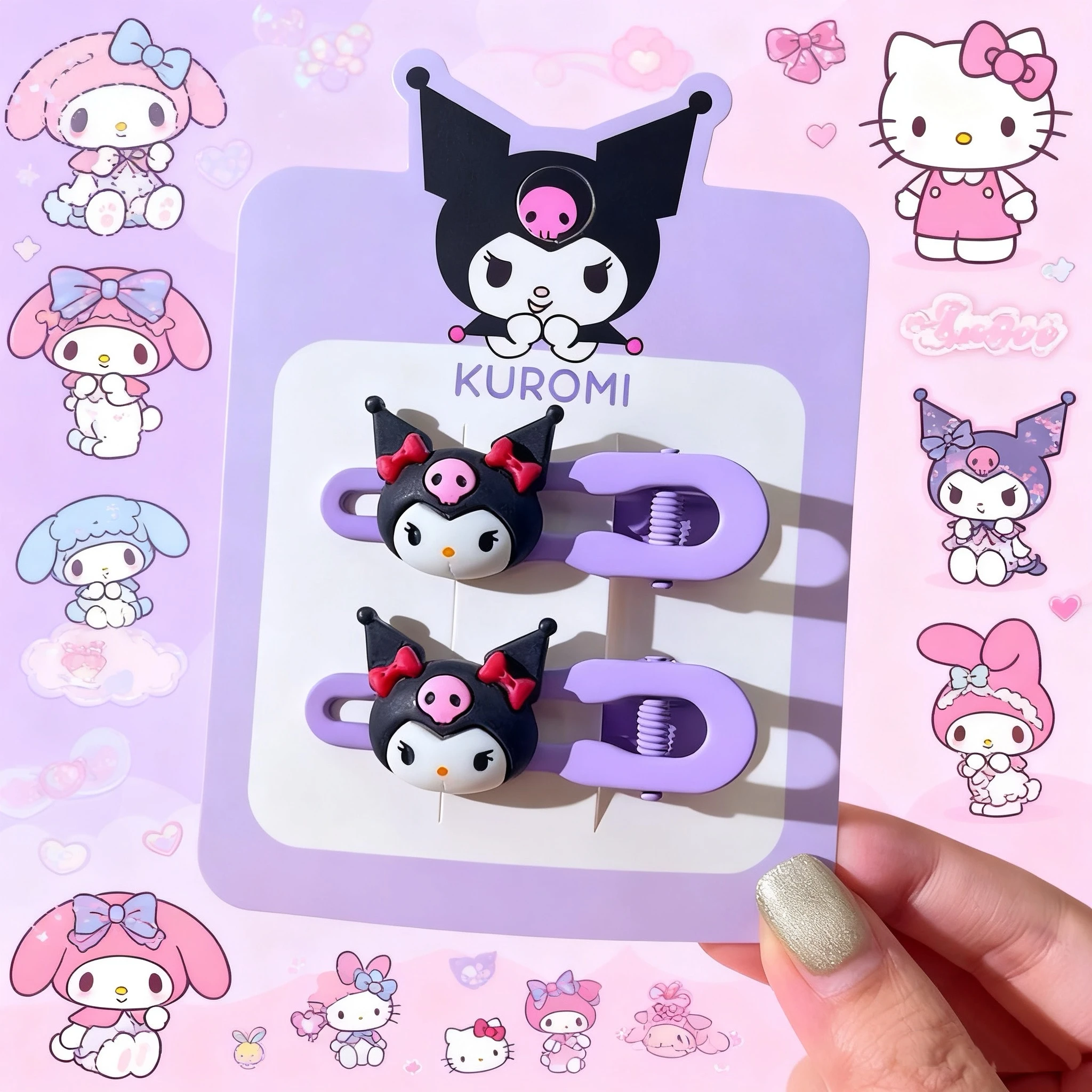 高品質のかわいいキャラクターヘアクリップセット - ハローキティ マイメロディ クロミ キュートな漫画ヘアバレッタ 可愛いヘアアクセサリー