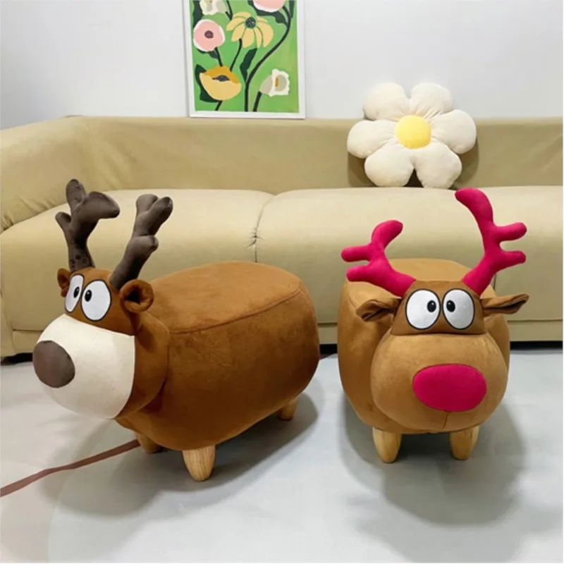 

Christmas Deer Shoe Bench Low Stool Housewarming Gift Household Storage Stool Creative Decoration Ornaments Animal Bench