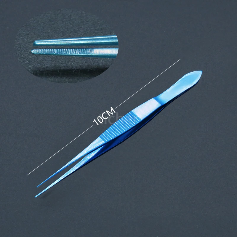 Ophthalmic Tweezers With Teeth Hook 10cm Stainless Steel Double Eyelid Surgery Tool Tissue Tweezers Without Teeth