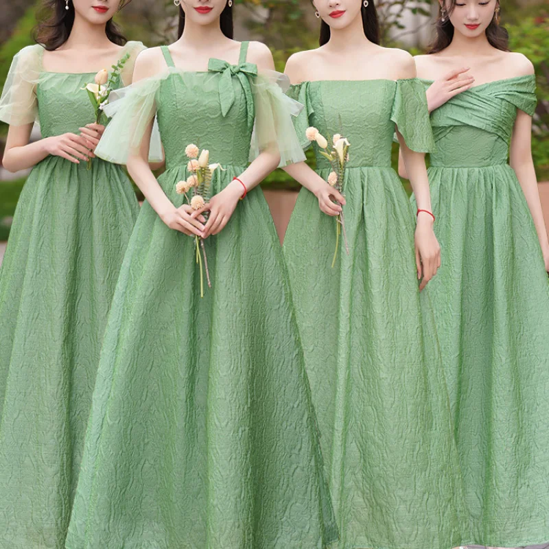 J7989 Spring Summer Champagne Green Bridesmaid Dresses Lady Prom Homecoming Wedding Party Gowns Girl Woman Cocktail Dress