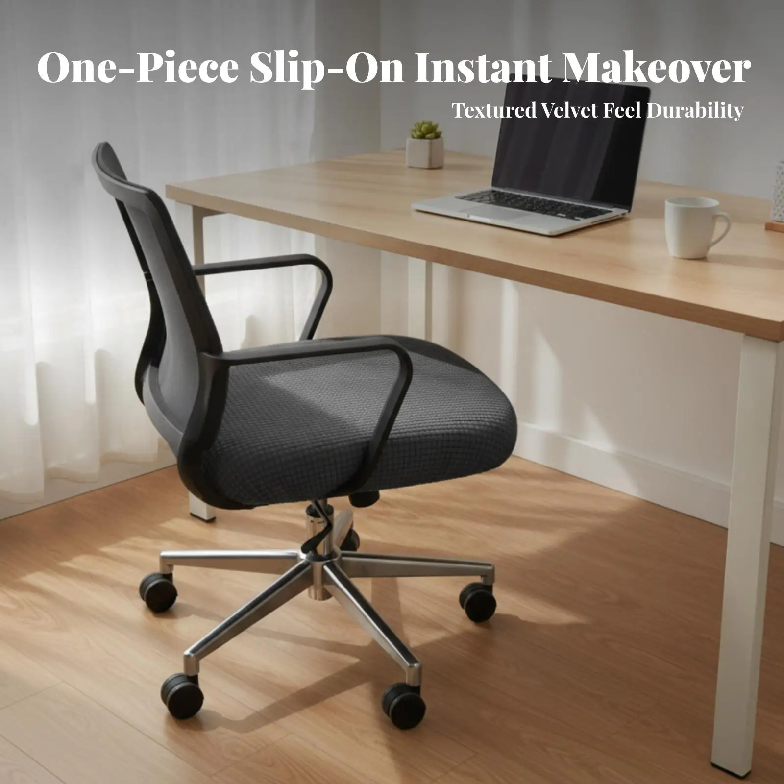 Chair Seat Cover Stretch Seat Cushion Cover Chair Slipcover with Elastic Edges Textured Long-Lasting