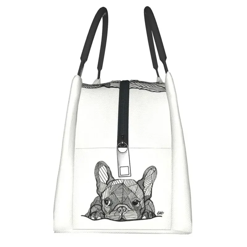 Custom French Bulldog Puppy Facial Lunch Bags Women Warm Cooler Insulated Lunch Boxes for Office Travel