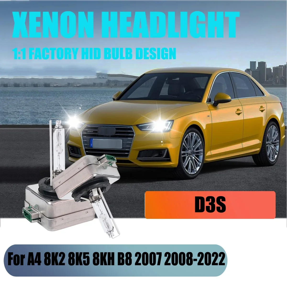 D3S HID Replacement Bulbs Daylight White Headlight- Exact OEM Specifications For AUDI A4 8K2 8K5 8KH B8 2007 2008 2009-2022