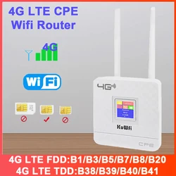 KuWfi 4G LTE Router 300Mbps Wireless Wifi Router CAT4 4G CPE Router with High Gain External Antennas RJ45 Port Wired/Wireless