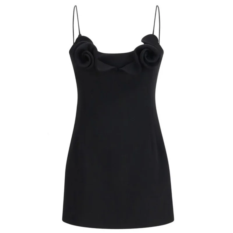 

women's dress New summer 2026 suspender slim mini dress 3D flower decorated sleeveless short dress Sexy backless party dress y2k
