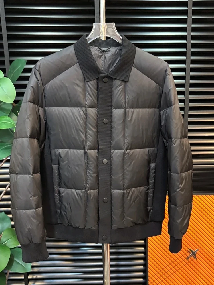 

Мужская пуховая куртка с воротником-стойкой, стеганая, легкая, класса люкс, осенне-зимняя, новинка, элегантная, простая, модная