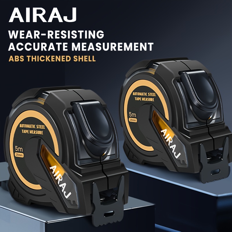  AIRAJ Self-Locking Steel Tape Measure 3m/5m/7.5m/10m, Easy-Read Retractable with Thickened ABS Shell for DIY & Construction 