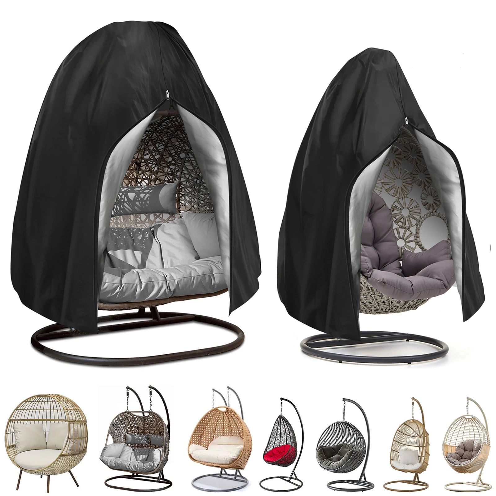 Hanging Egg Chair Cover Patio Waterproof Swing Chair Protector Outdoor UV Resistant Windproof For Wicker Egg Basket Cover