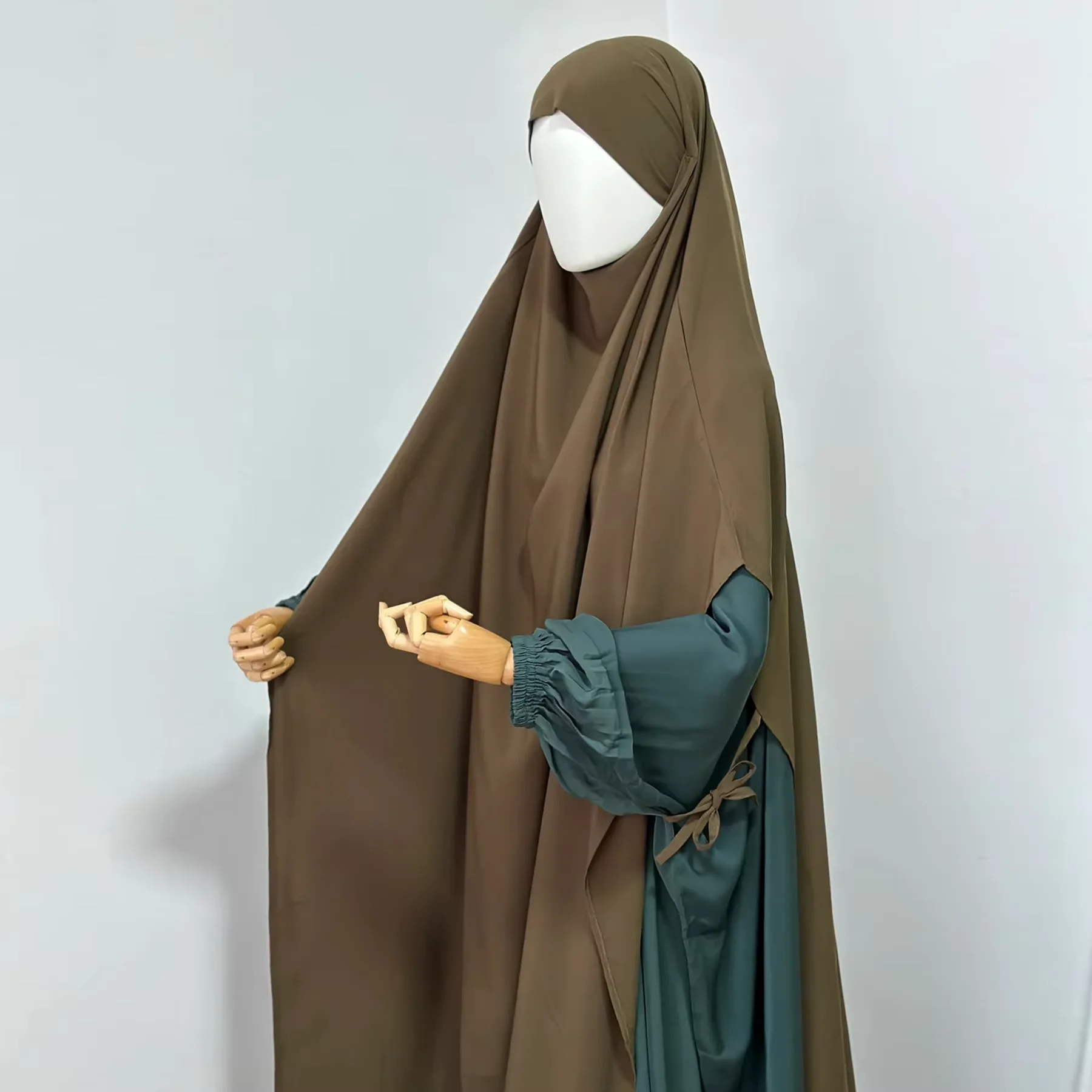 イスラム教徒の女性ロングキマールイードジェラバオーバーヘッドスカーフイスラム教の祈りの衣服アラビアローブトルコカフタンラマダン服ジャラビヤ