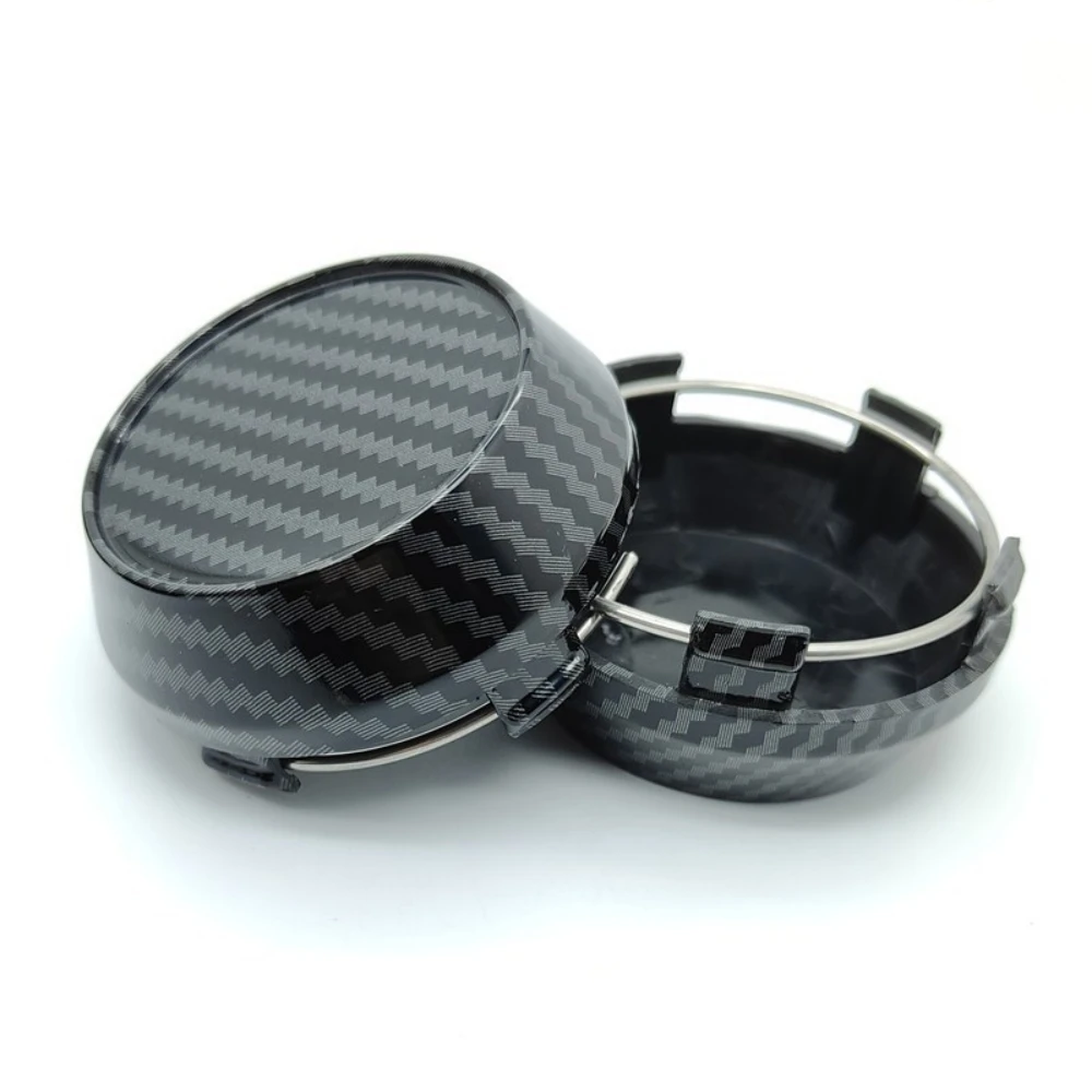 4pcs ABS 60mm Carbon Fibre Car Wheel Center Caps With Carbon Fibre Emblem Logo Rim Hubcaps Cover Badge Styling Auto Accessories