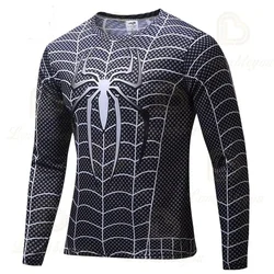 Dis Movie Hero 3D Digital Summer Hot Fashion Long Sleeve Black Spider Comfortable Men's and Women's Sports T-shirt