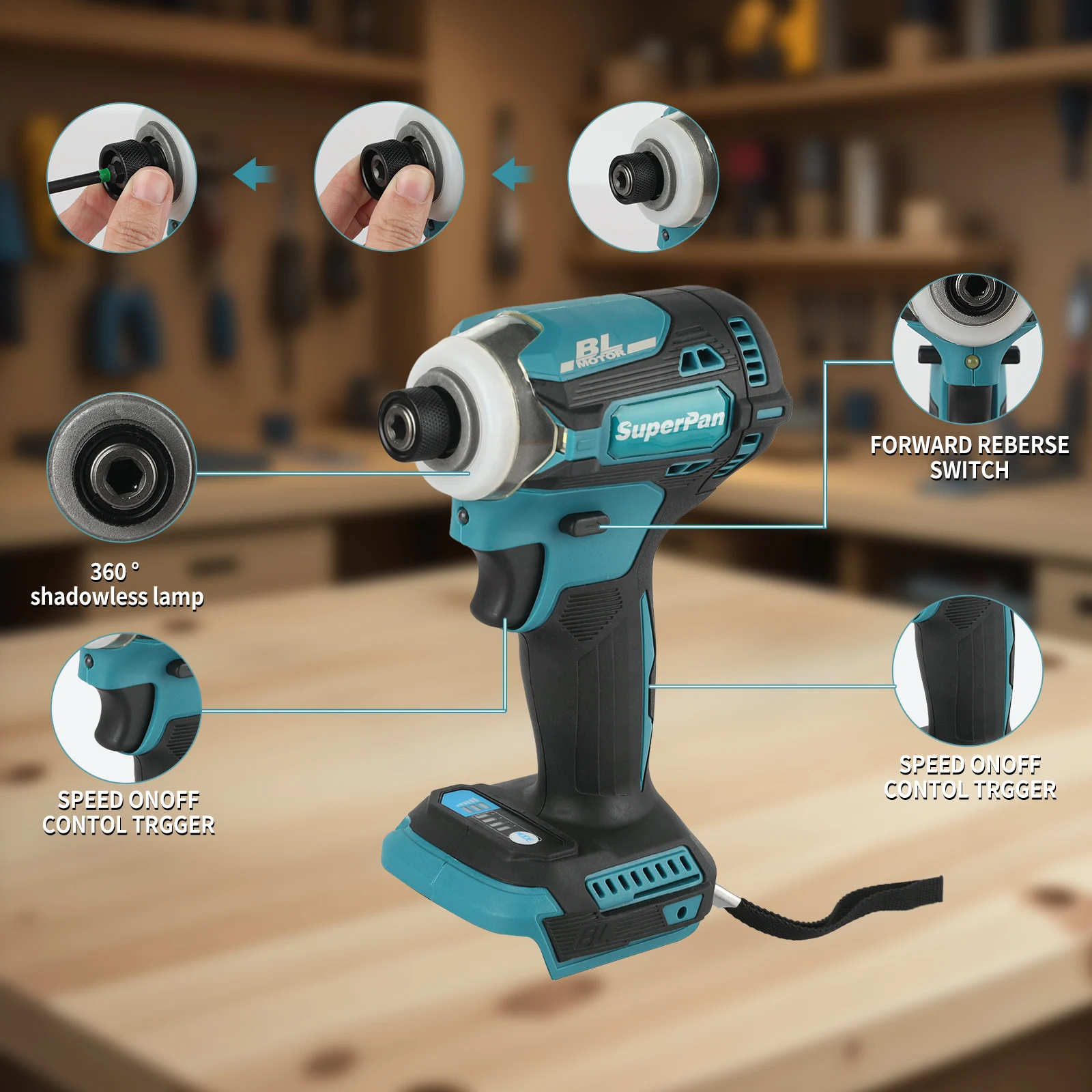 

superpan DTD171 Brushless Impact Driver: Cordless Power Tools, 18V BL Motor, Rechargeable Screwdriver Drills