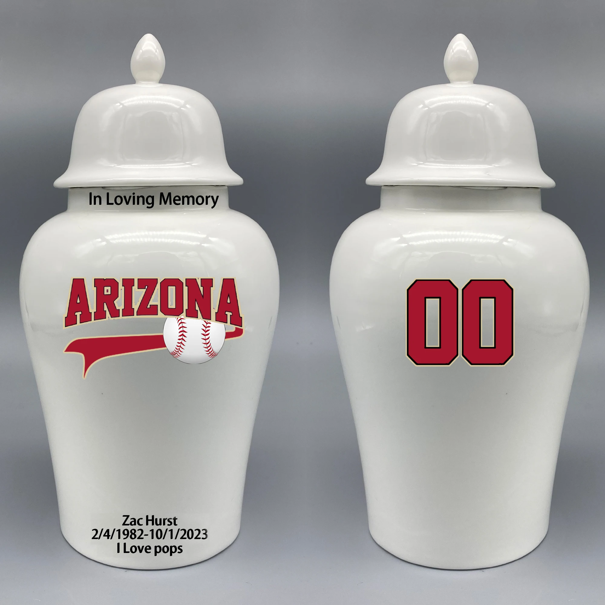 

Large Urn for Arizona Diamondbacks-themed Logo Urn.Please send me the customize information-name/date and number on the urn