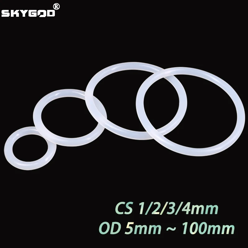 50Pcs White VMQ O Ring Gasket CS1/2/3/4mm OD5~100mm Food Grade Nontoxic Good Sealing Cooker Washer Silicone Rubber Seal Gaskets