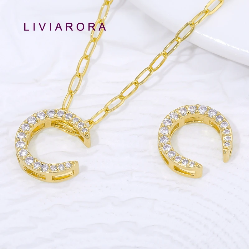 1/2/3Pcs 18K Gold Plated Brass Moon Charms Pendant For Jewelry Making,C Shape Round Charms,DIY Necklace Making Accessories