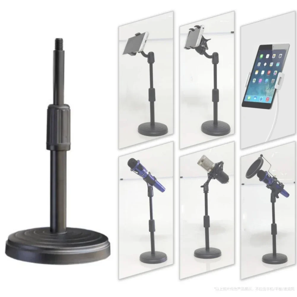 Microphone Bracket Microphone Stand Phone Holder Mic Bracket Round Base Adjustable Height Camera Smartphone Microphone Stand