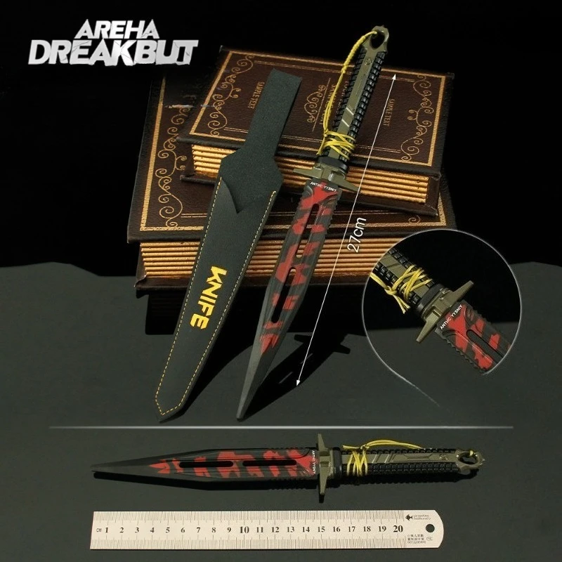 27 cm/10.63in Arena Breakout Game Randapparatuur Grote Overwinning Dolk Zwart Metalen Model Legering Speelgoed Wapen Ornamenten Collecties Geschenken