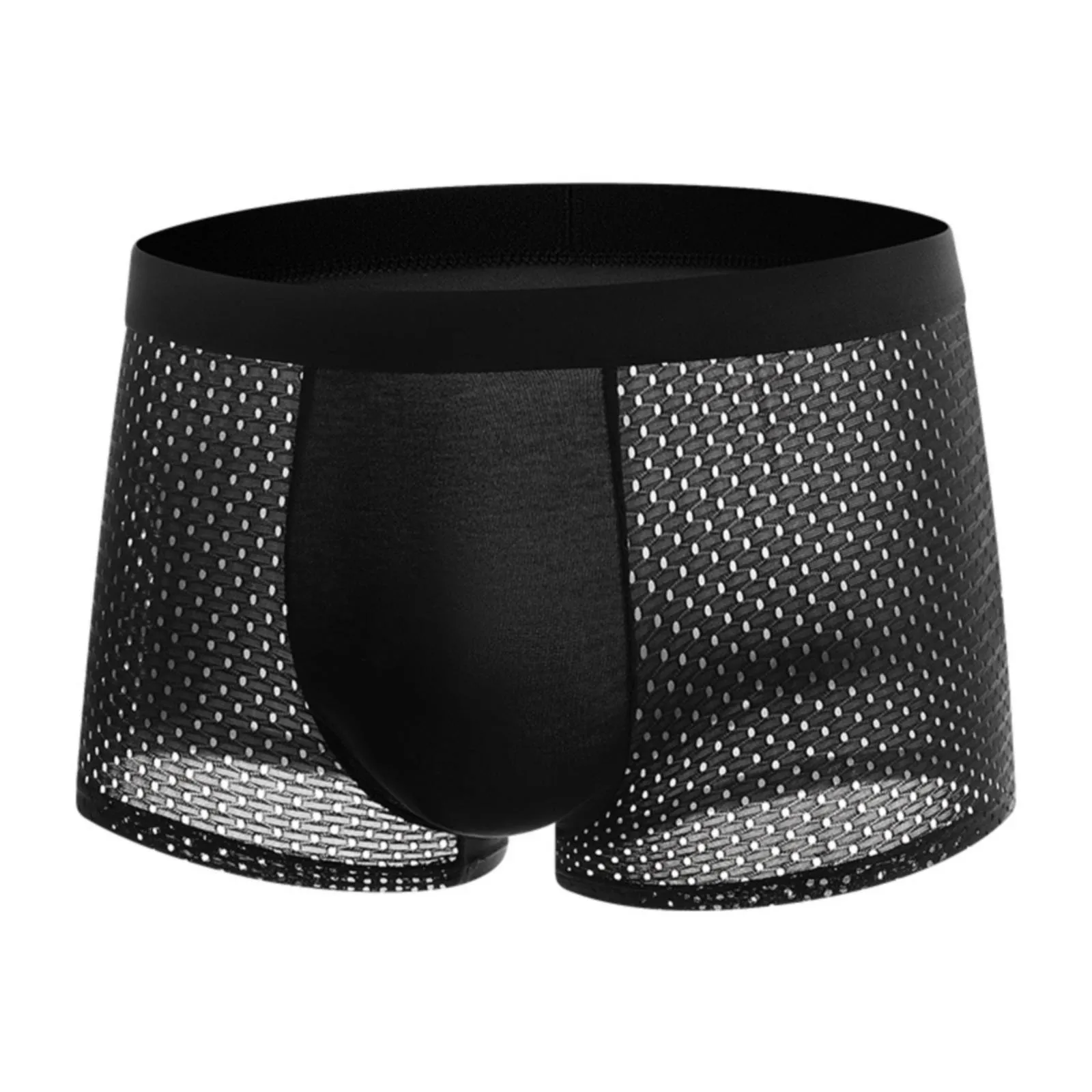 1pcs Men Boxer Summer Breathable Intimate Underpants Bikini Swimwear Solid Color Ice Mesh Underwear Men\'s Plus Size Panties 5XL